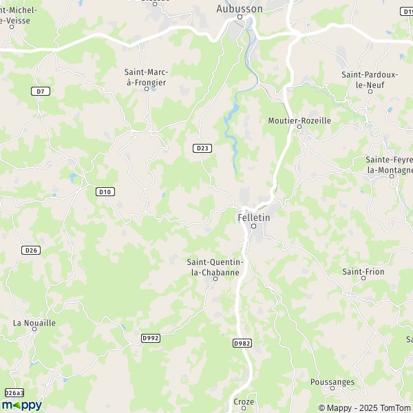 La carte pour la ville de Saint-Quentin-la-Chabanne 23500