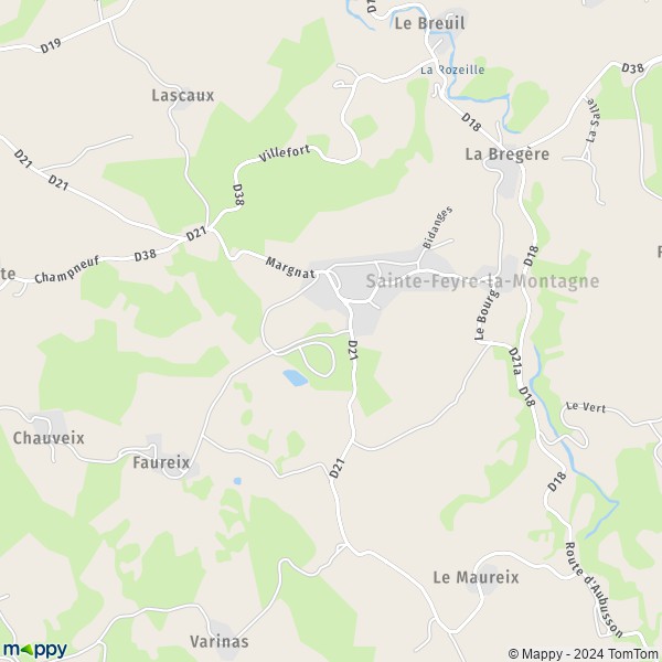 La carte pour la ville de Sainte-Feyre-la-Montagne 23500