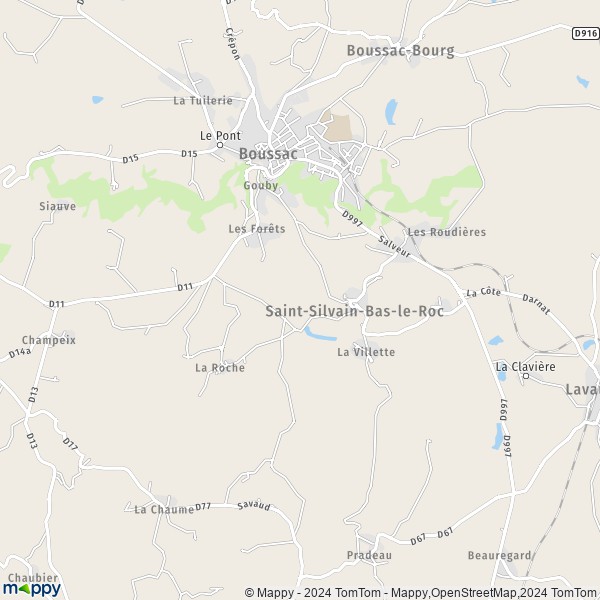 La carte pour la ville de Saint-Silvain-Bas-le-Roc 23600