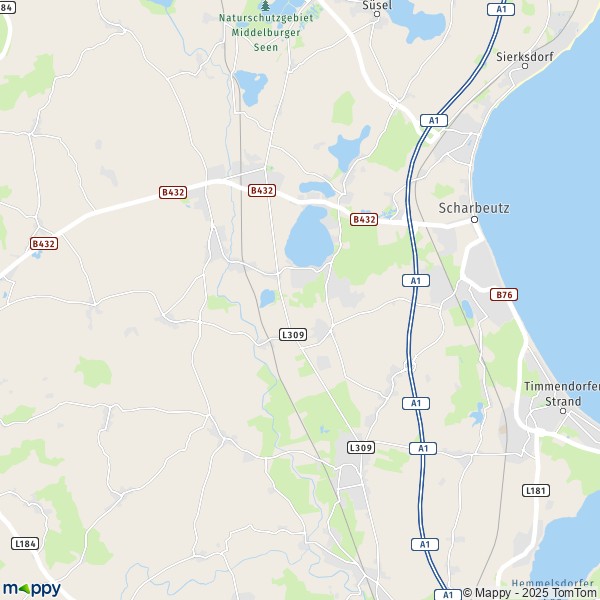 La carte pour la ville de 23629-23684 Scharbeutz