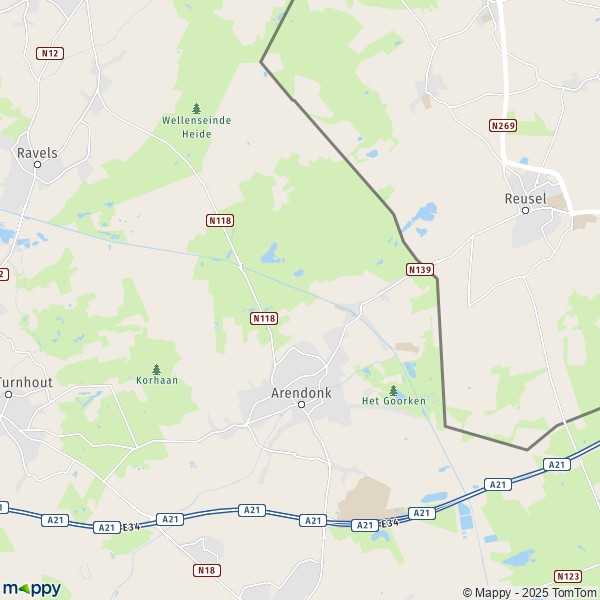 La carte pour la ville de 2370-2470 Arendonk