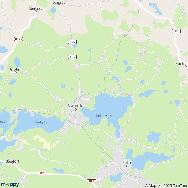 La carte pour la ville de 23714 Malente