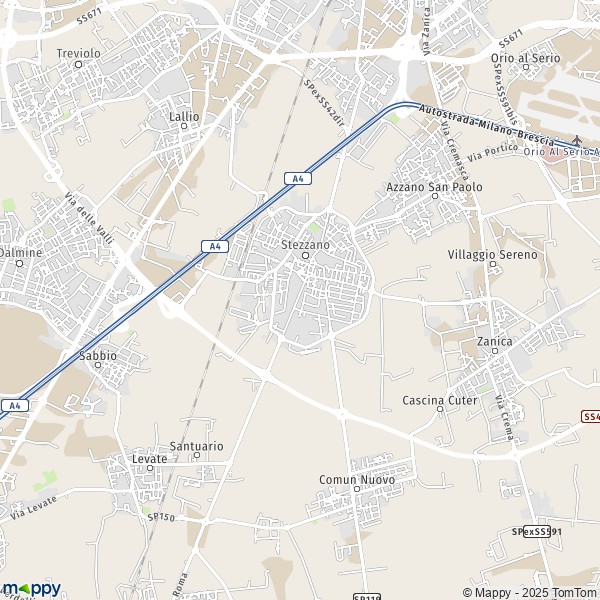 La carte pour la ville de Stezzano 24040