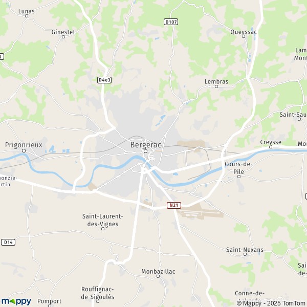 La carte pour la ville de Bergerac 24100