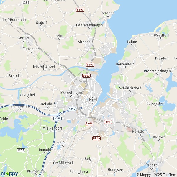 La carte pour la ville de 24103-24161 Kiel