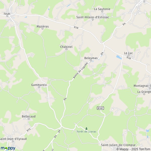 La carte pour la ville de Beleymas 24140