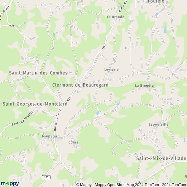 La carte pour la ville de Clermont-de-Beauregard 24140