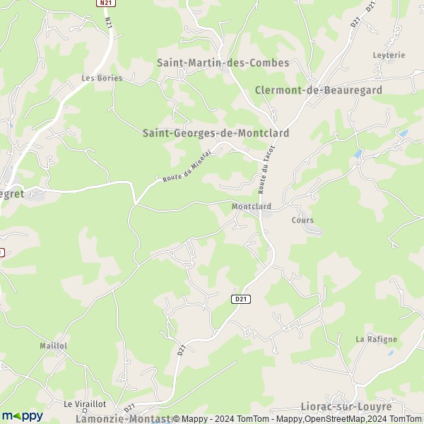 La carte pour la ville de Saint-Georges-de-Montclard 24140