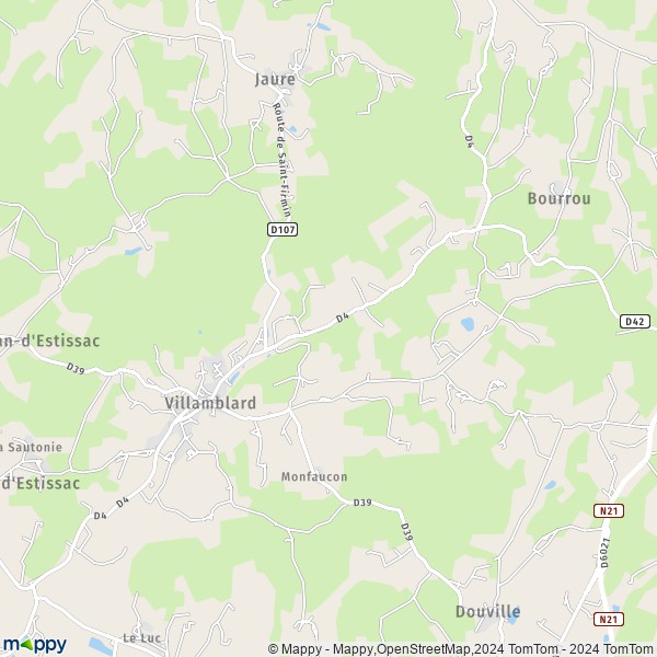 La carte pour la ville de Villamblard 24140