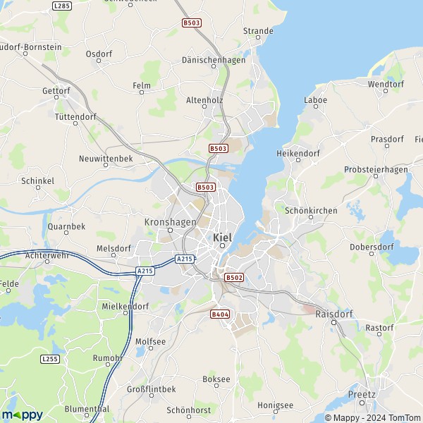 La carte pour la ville de Rönne, 24145 Kiel