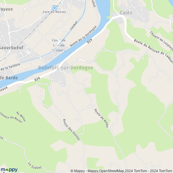 La carte pour la ville de Badefols-sur-Dordogne 24150