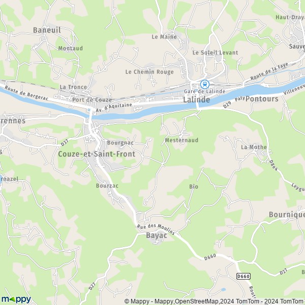 La carte pour la ville de Couze-et-Saint-Front 24150
