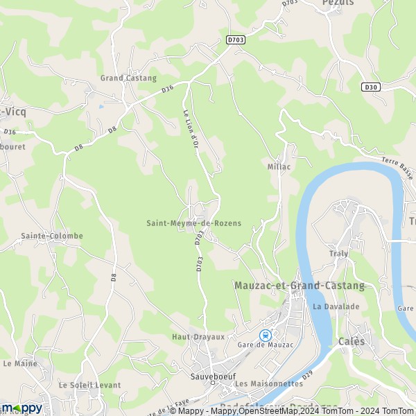 La carte pour la ville de Mauzac-et-Grand-Castang 24150