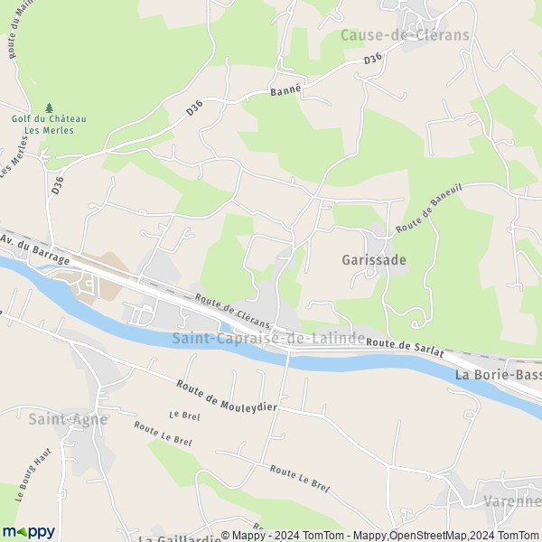 La carte pour la ville de Saint-Capraise-de-Lalinde 24150