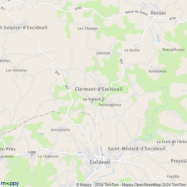 La carte pour la ville de Clermont-d'Excideuil 24160