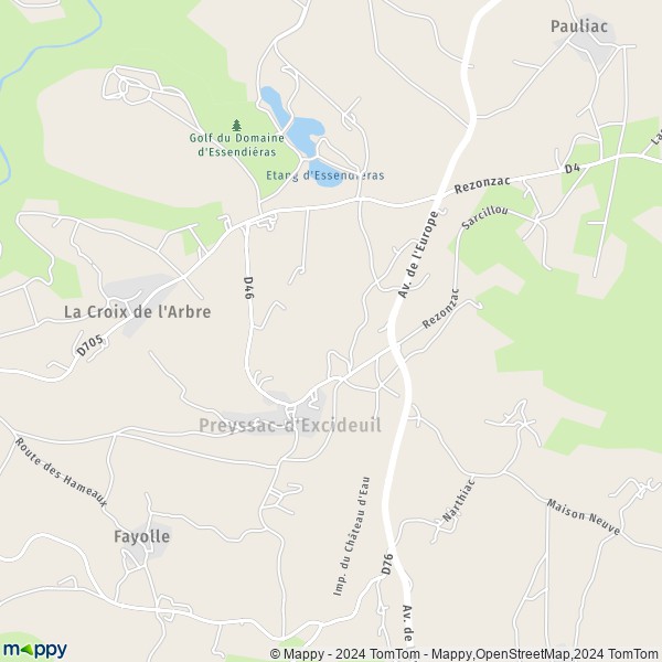 La carte pour la ville de Preyssac-d'Excideuil 24160