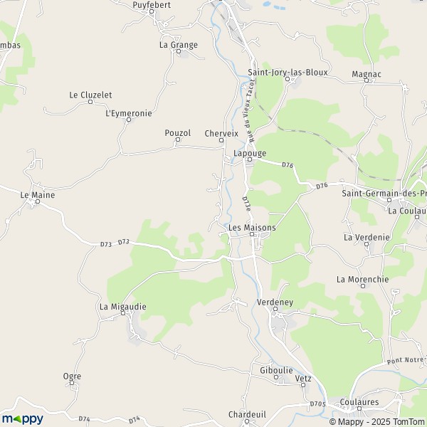 La carte pour la ville de Saint-Jory-las-Bloux 24160