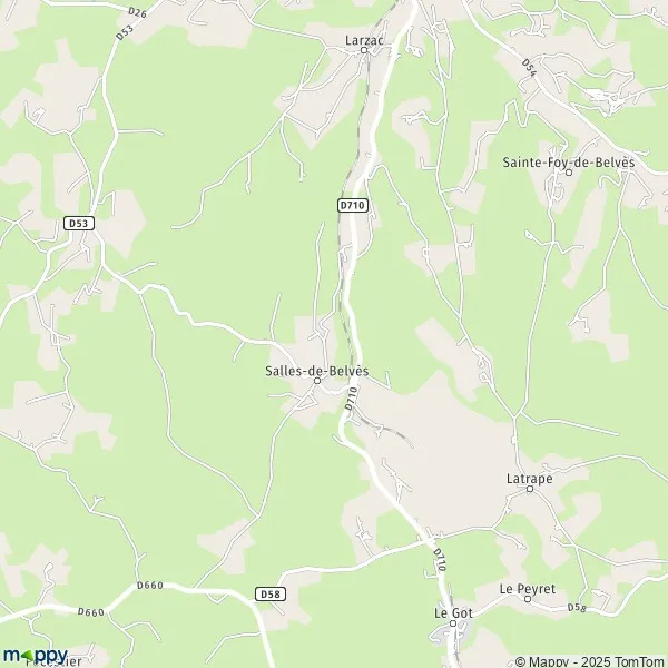 Plan SallesdeBelvès carte de SallesdeBelvès (24170) et infos