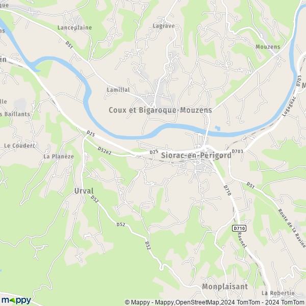 La carte pour la ville de Siorac-en-Périgord 24170