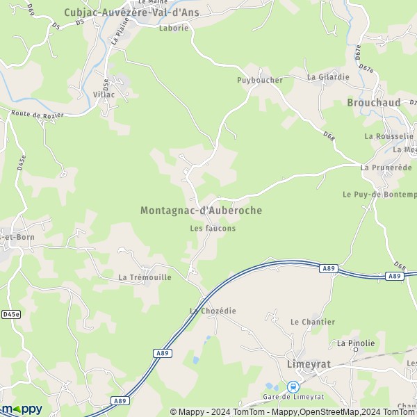 La carte pour la ville de Montagnac-d'Auberoche 24210