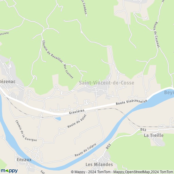 La carte pour la ville de Saint-Vincent-de-Cosse 24220