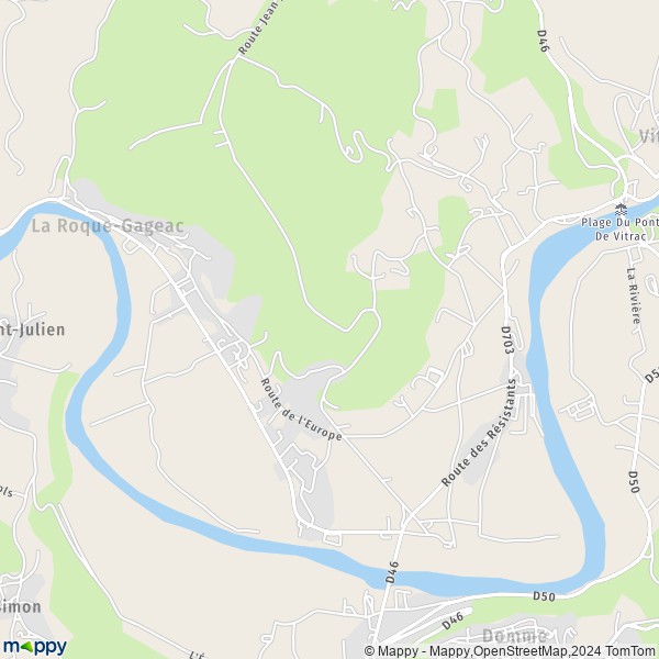 La carte pour la ville de La Roque-Gageac 24250