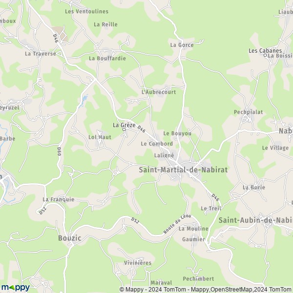 La carte pour la ville de Saint-Martial-de-Nabirat 24250