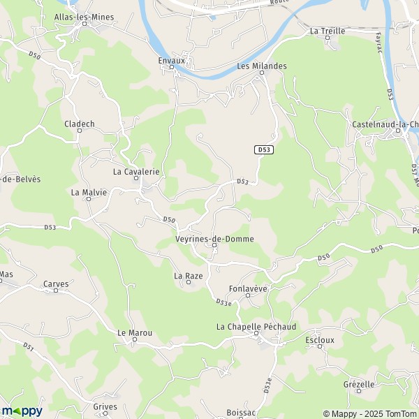 La carte pour la ville de Veyrines-de-Domme 24250