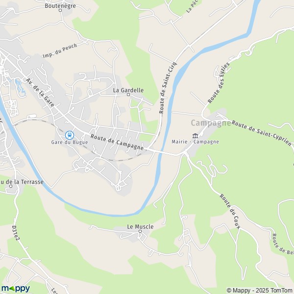 Carte Le Pont de Campagne, 24260 Le Bugue