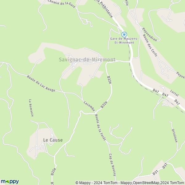 La carte pour la ville de Savignac-de-Miremont 24260