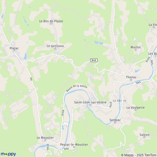 La carte pour la ville de Saint-Léon-sur-Vézère 24290