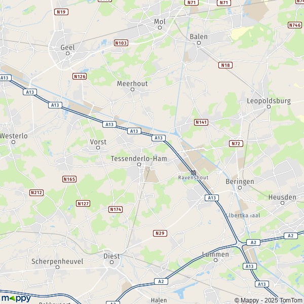 La carte pour la ville de 2430-3980 Tessenderlo-Ham