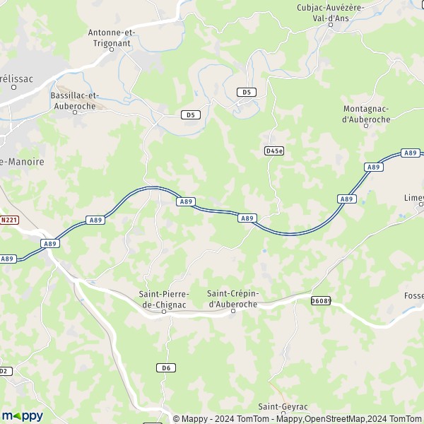 La carte pour la ville de Milhac-d'Auberoche, 24330 Bassillac-et-Auberoche