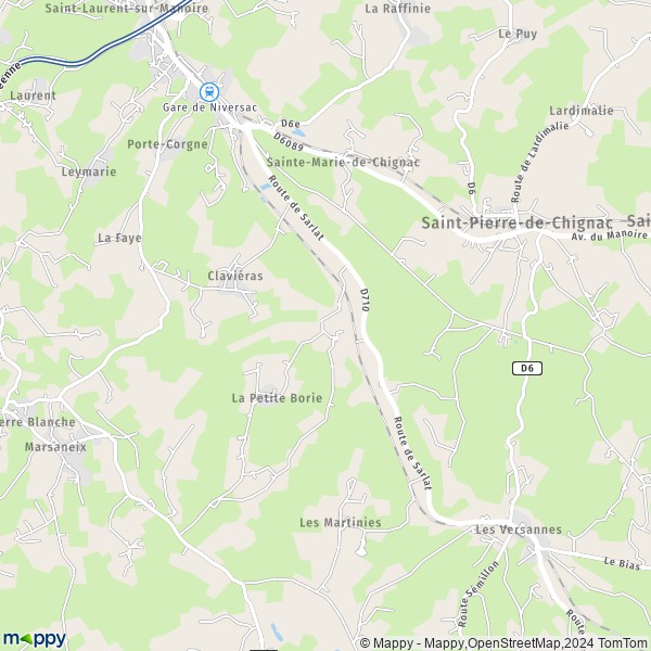 La carte pour la ville de Sainte-Marie-de-Chignac, 24330 Boulazac-Isle-Manoire