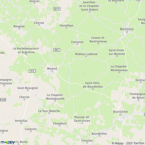 La carte pour la ville de Mareuil-en-Périgord 24340