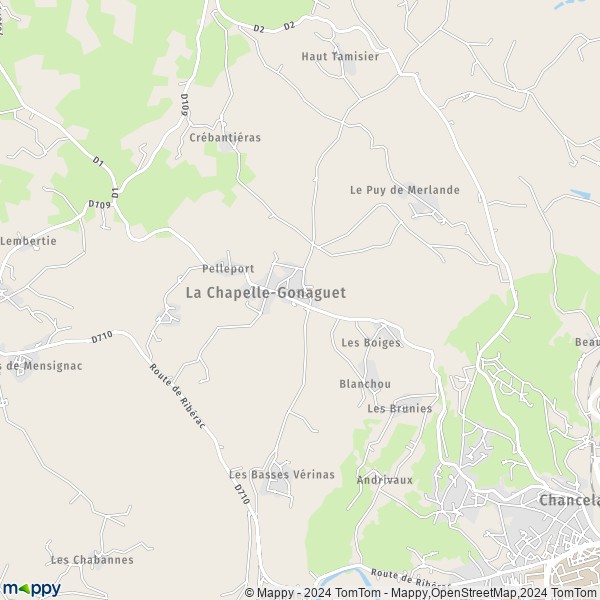 La carte pour la ville de La Chapelle-Gonaguet 24350