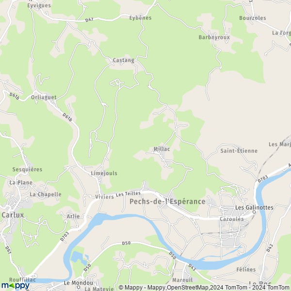La carte pour la ville de Orliaguet, 24370 Pechs-de-l'Espérance