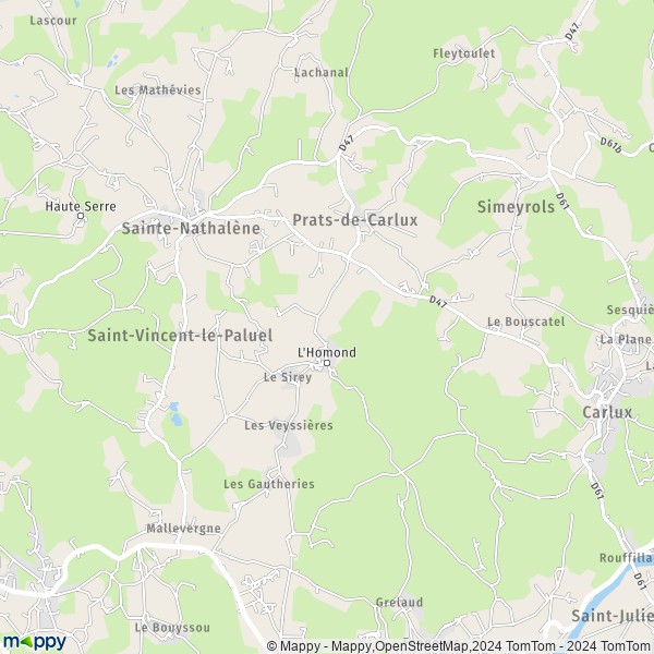 La carte pour la ville de Prats-de-Carlux 24370