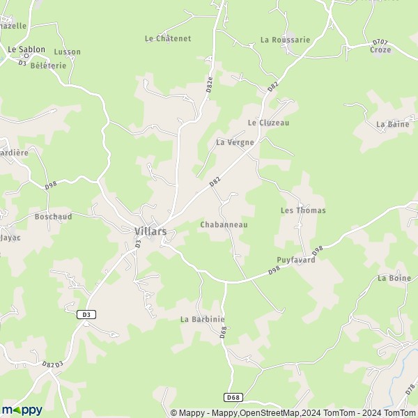 La carte pour la ville de Villars 24530