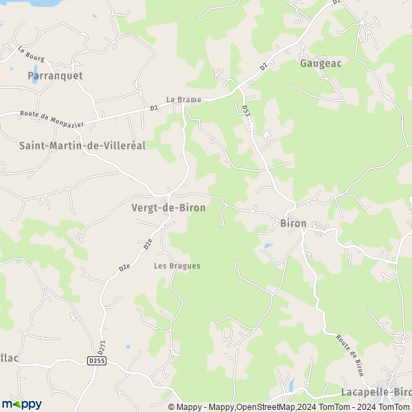 La carte pour la ville de Vergt-de-Biron 24540