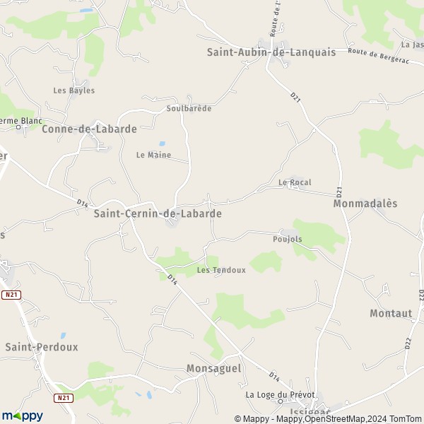 La carte pour la ville de Saint-Cernin-de-Labarde 24560