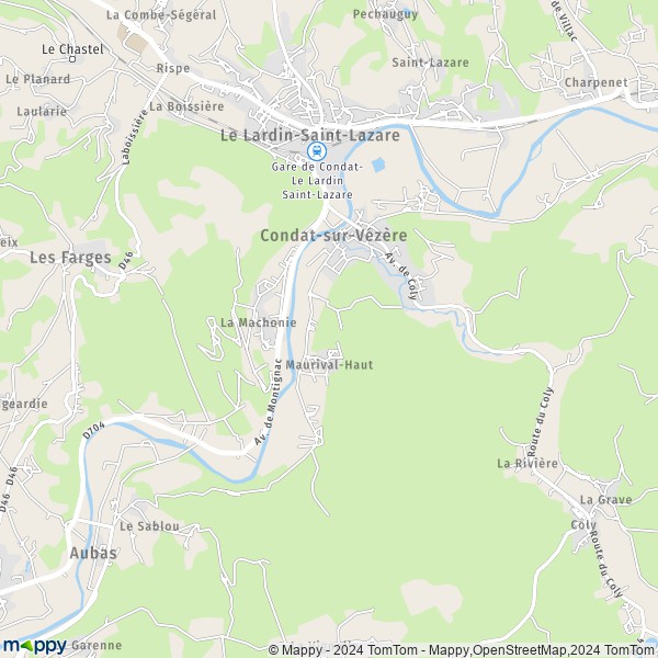 La carte pour la ville de Condat-sur-Vézère 24570