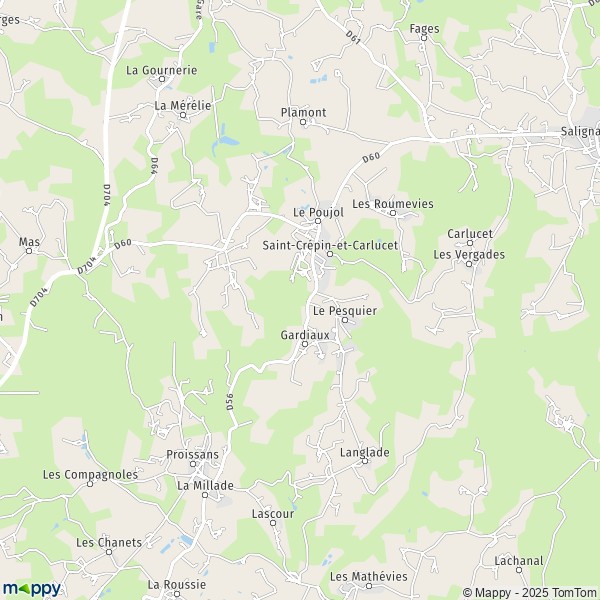 La carte pour la ville de Saint-Crépin-et-Carlucet 24590