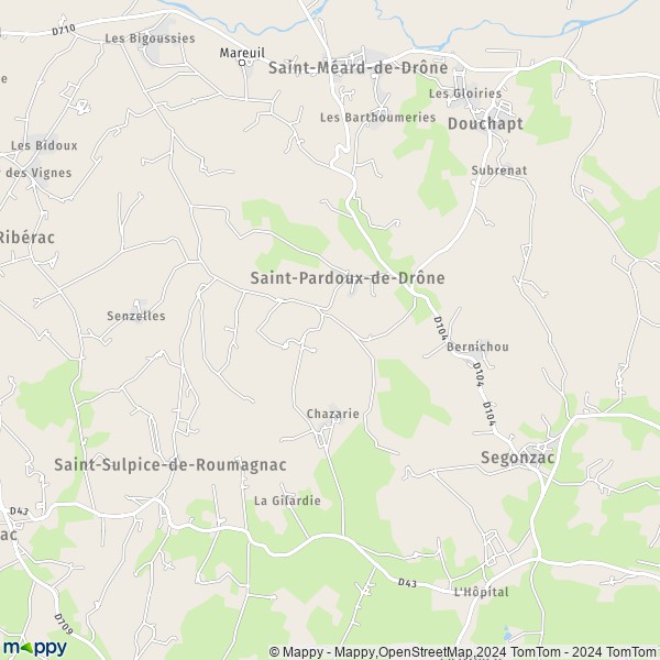 La carte pour la ville de Saint-Pardoux-de-Drône 24600