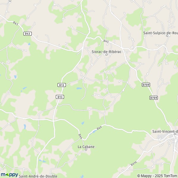 La carte pour la ville de Siorac-de-Ribérac 24600