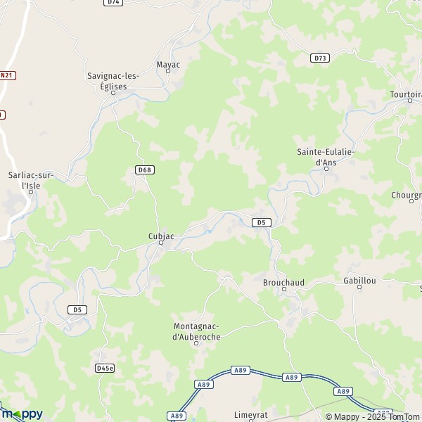 La carte pour la ville de Cubjac-Auvézère-Val-d'Ans 24640