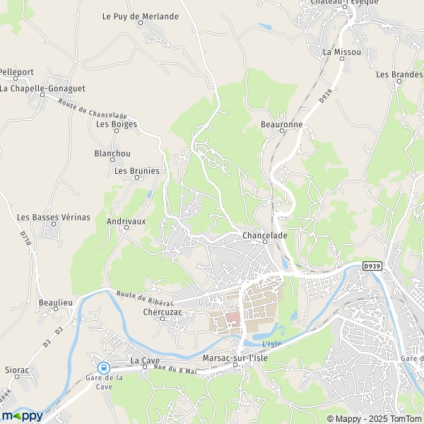 La carte pour la ville de Chancelade 24650