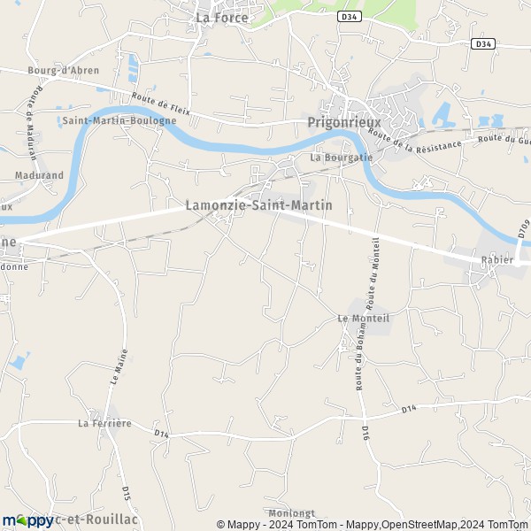 La carte pour la ville de Lamonzie-Saint-Martin 24680