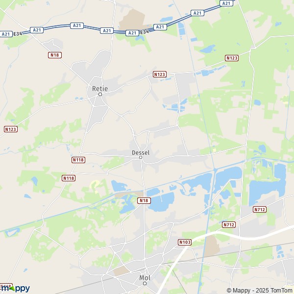 La carte pour la ville de 2480 Dessel