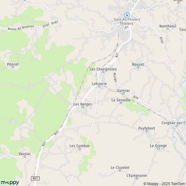 La carte pour la ville de Eyzerac 24800